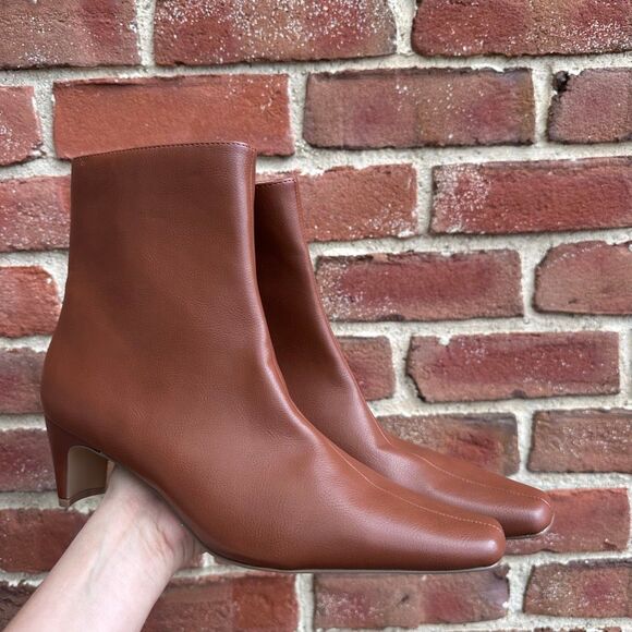 Ann Taylor LOFT Cognac Square Toe Heeled Ankle Booties Size 10 NEW - Picture 8 of 14